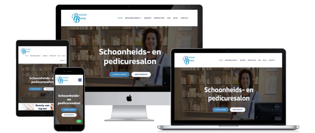 Bedrijfswebsite van schoonheidssalon, ontworpen door VB Webdesign