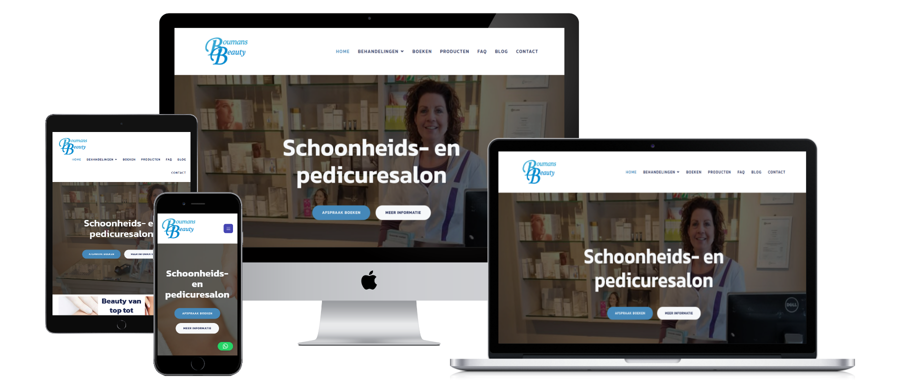 Bedrijfswebsite van schoonheidssalon, ontworpen door VB Webdesign