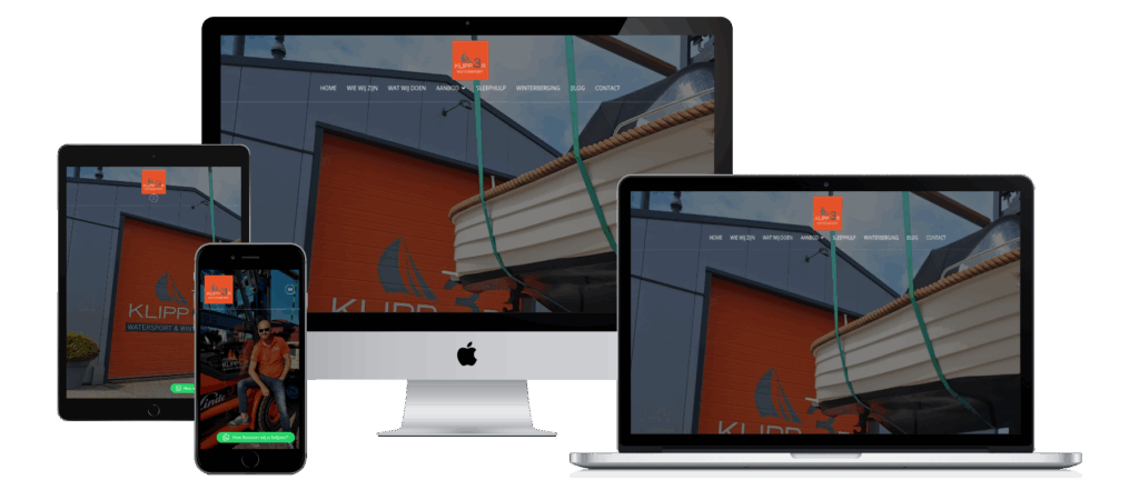 Mockup van bedrijfswebsite watersportbedrijf ontworpen door VB Webdesign