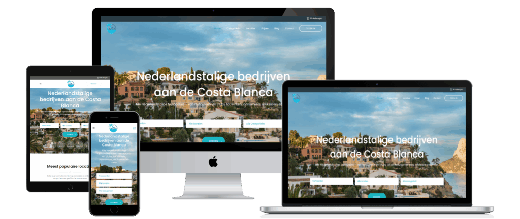 Mockup van bedrijvengids in Spanje ontworpen door VB Webdesign